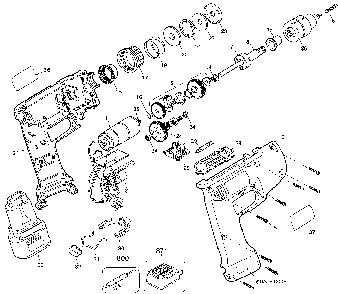 Exploded Diagram A Diagram and Parts List for 1964K-50 Type 1 Black and Decker Cordless Drill